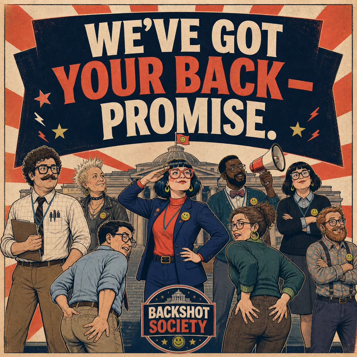 Backshot Society poster: We have got your back—promise