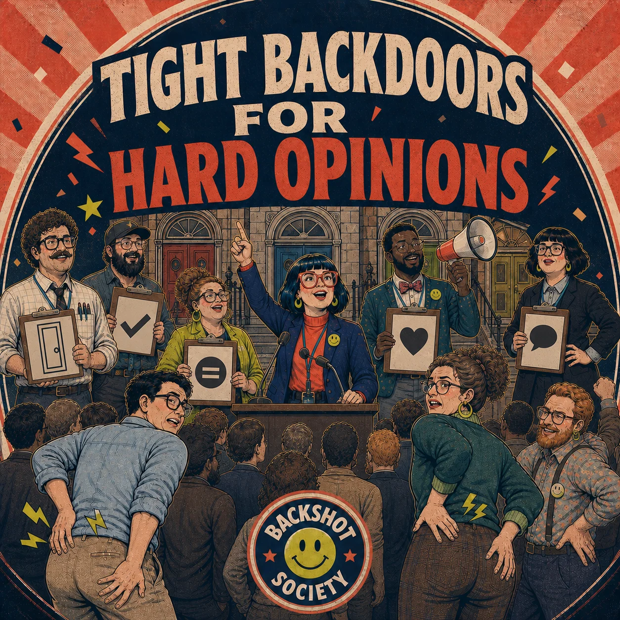 Backshot Society poster: Tight backdoors for hard opinions